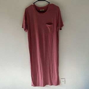 Madewell Pink Pocket Tee Maxi Dress Size S Stretch Breathable Barbie Core Girly